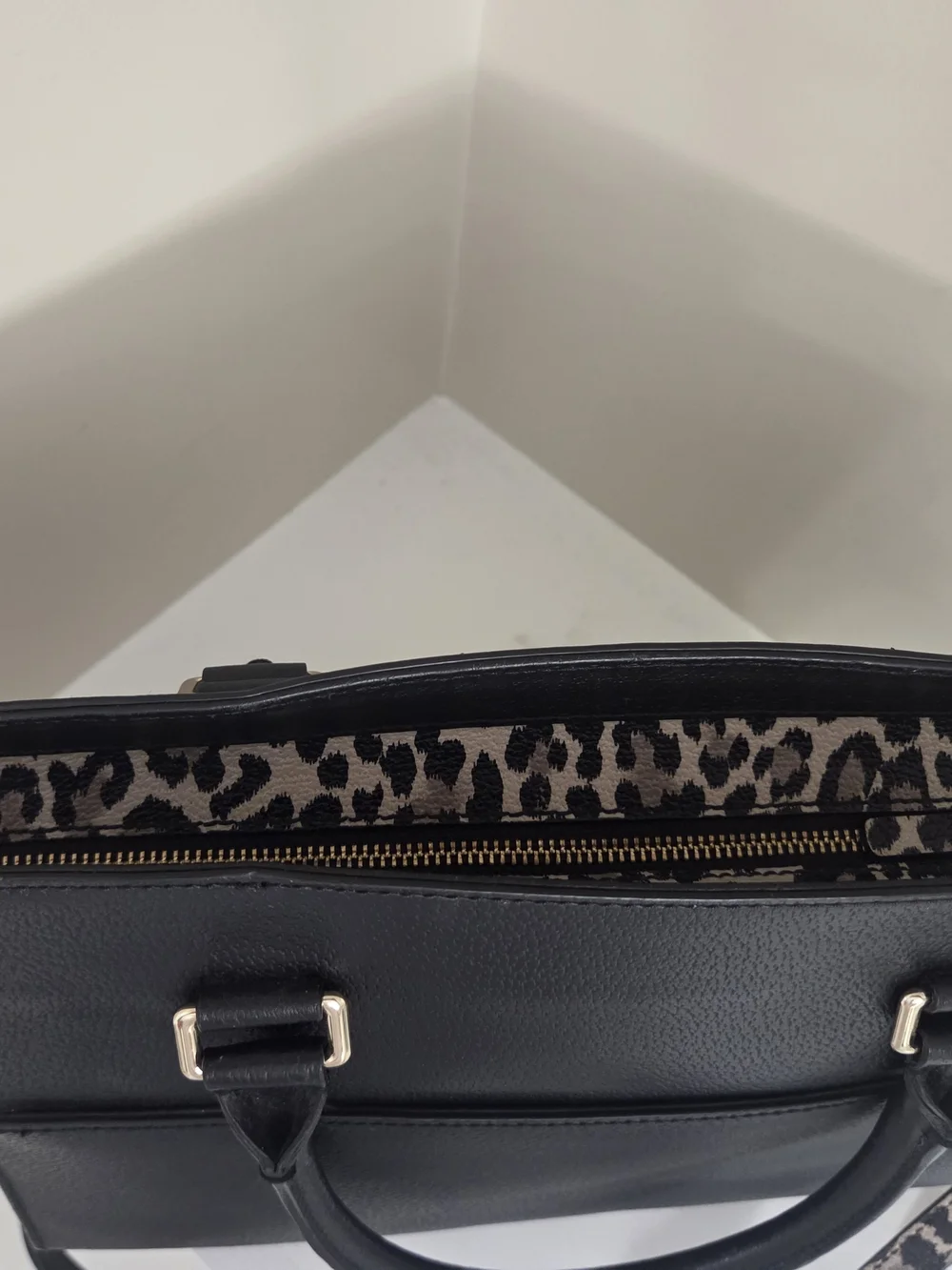 Kate Spade Black Leopard-Print Leather Satchel With Removeable Crossbody Strap